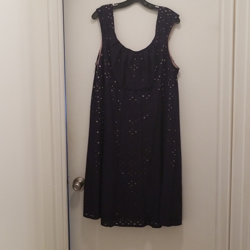 Size 22 Dress Barn navy eyelet midi dress